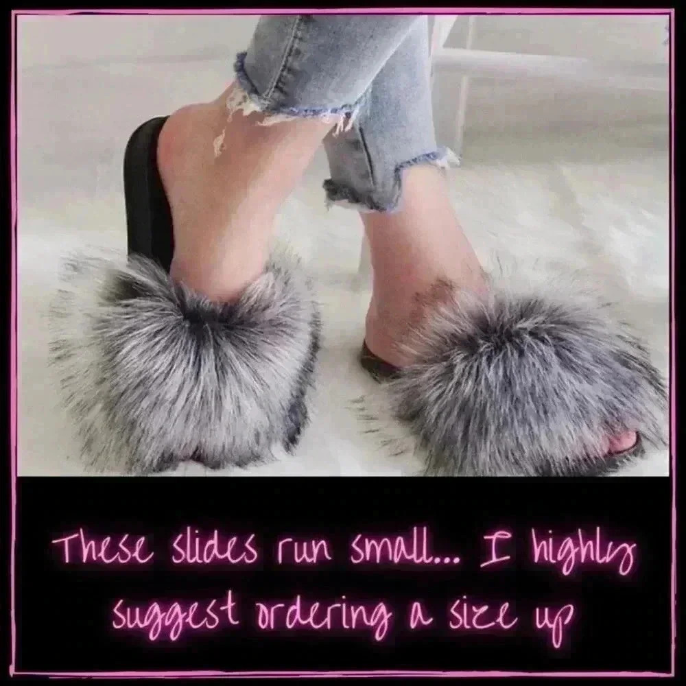 NEW Super cute Faux Fur Slides - Cozy Gray! - Picture 7 of 7